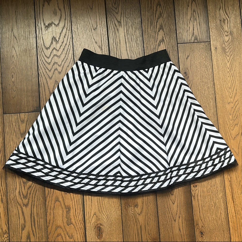 Black and White Striped Women's Skirt